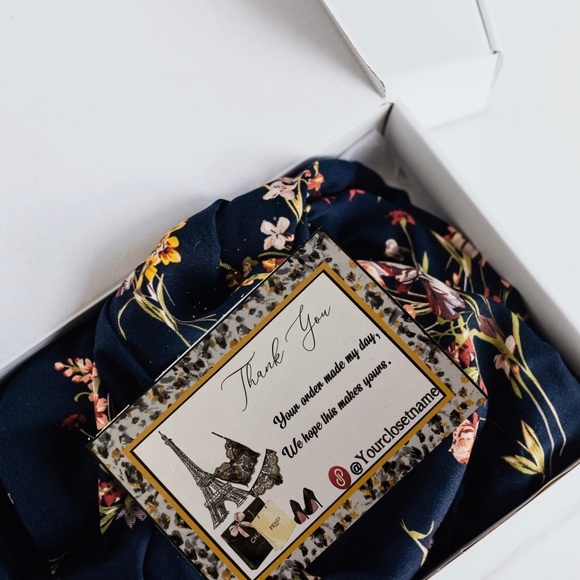 100 Order Packaging  Customer Black Lingerie Pattern Thank You Card - Picture 4 of 6